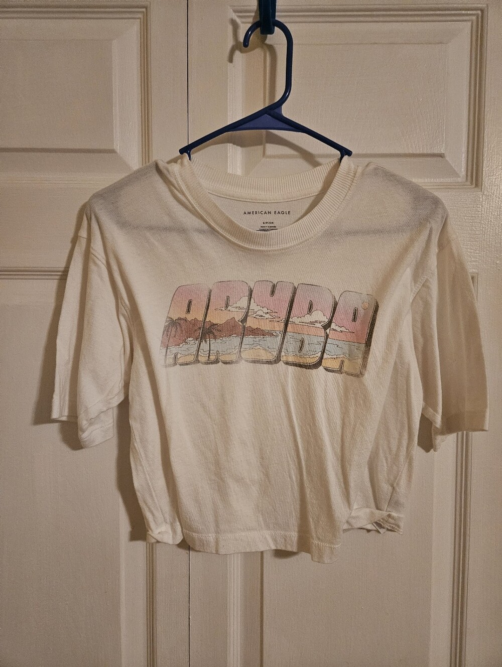 American Eagle Outfitters  Graphic 'Aruba' Cropped Tee Size Small